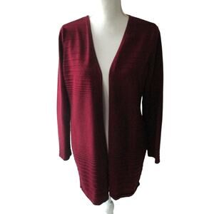 Alfani Women's Petite Burgundy Long Sleeve Open Front Cardigan Sweater Size PM